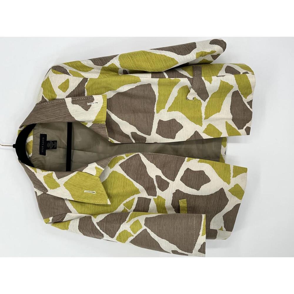 Abstract Pattern Silk Jacket XL Lightweight‎ Open Front Silk Land